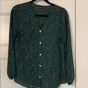 West Kei Forest Green Polka Dot Blouse